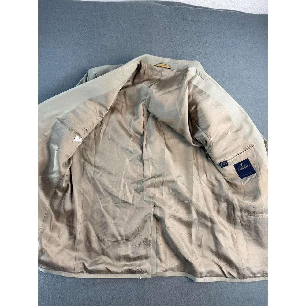 Brooks Brothers Blazer Mens 42R Beige Cotton Blend Two Button Jacket Casual